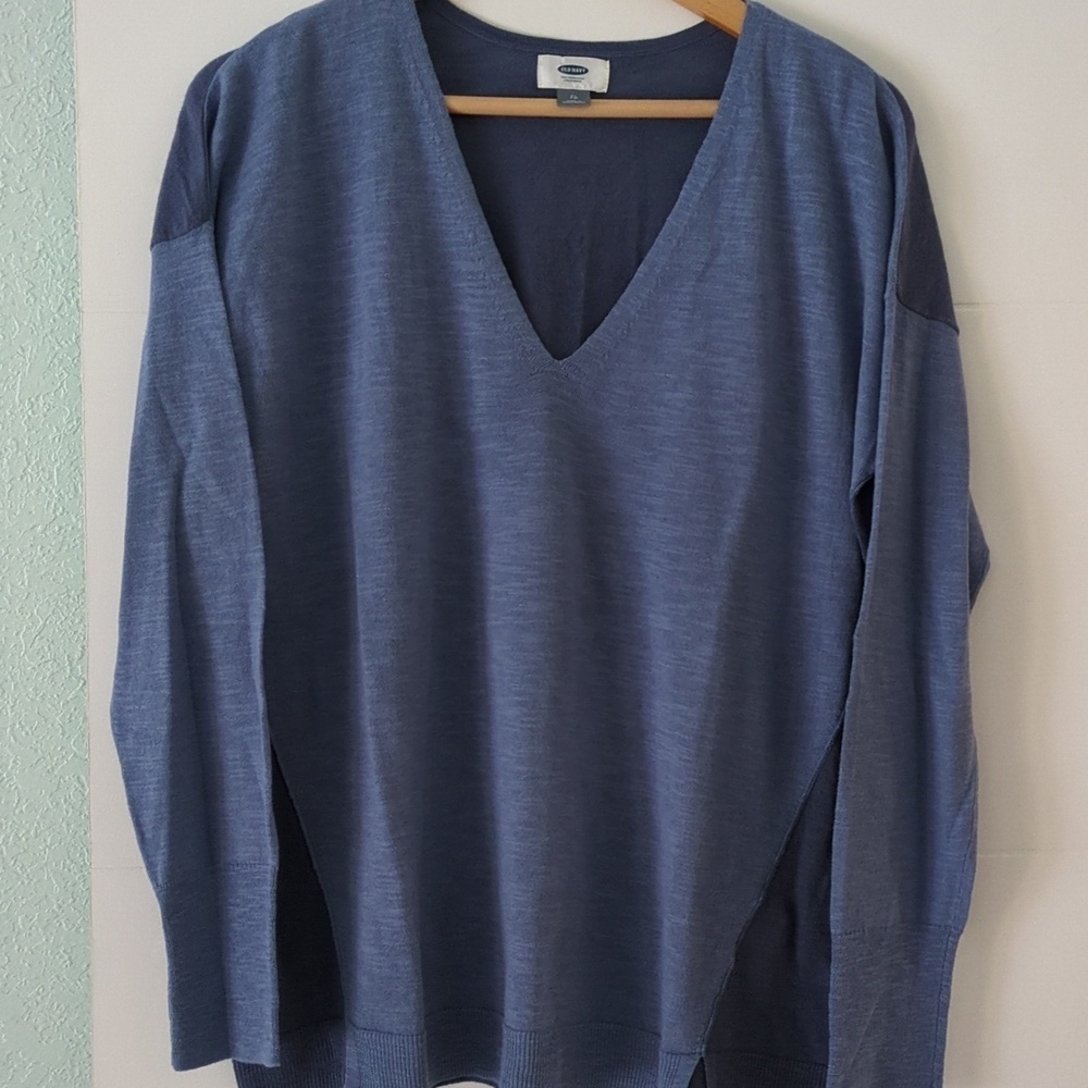 Old Navy Blue & Green Two Lightweight Sweaters Bundle Fall Casual Relaxed Fit XL - Picture 2 of 7
